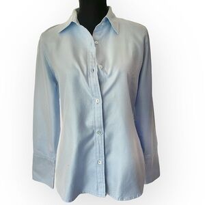 Banana Republic women’s striped career button down blouse cotton blue size M